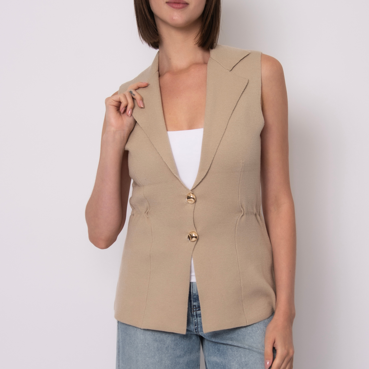 Mahalia Sleeveless Lapel Vest