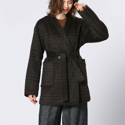 Belted Checked Coat