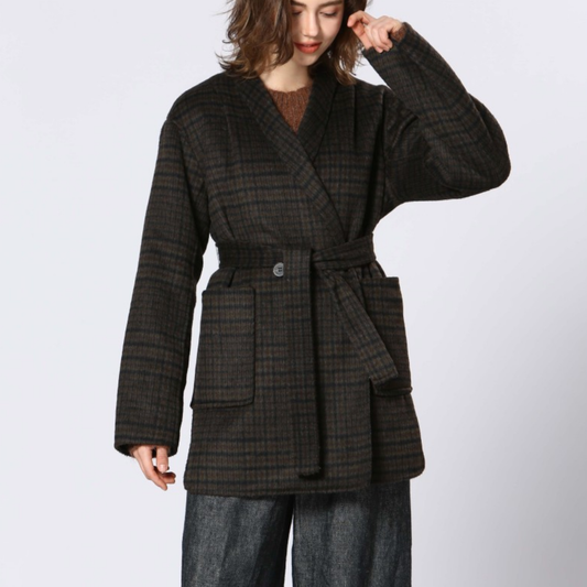 Belted Checked Coat