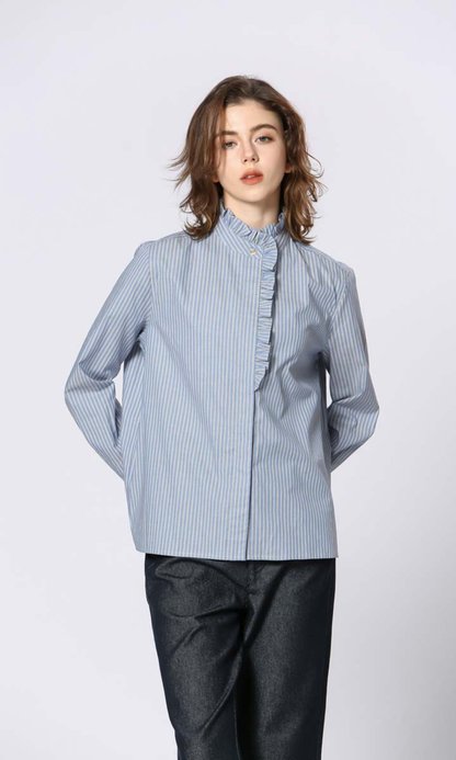 Emilia Striped Ruffle Blouse