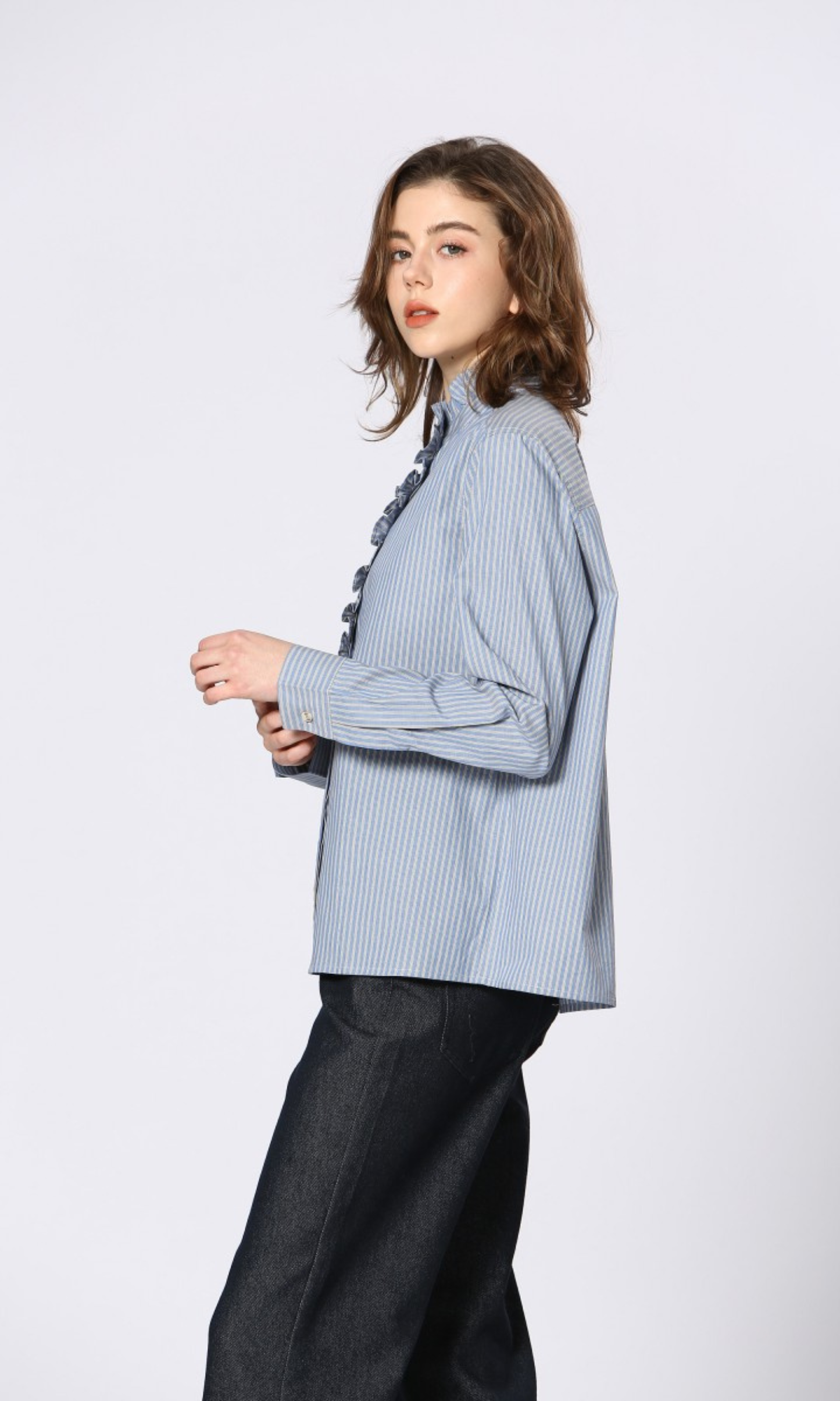 Emilia Striped Ruffle Blouse