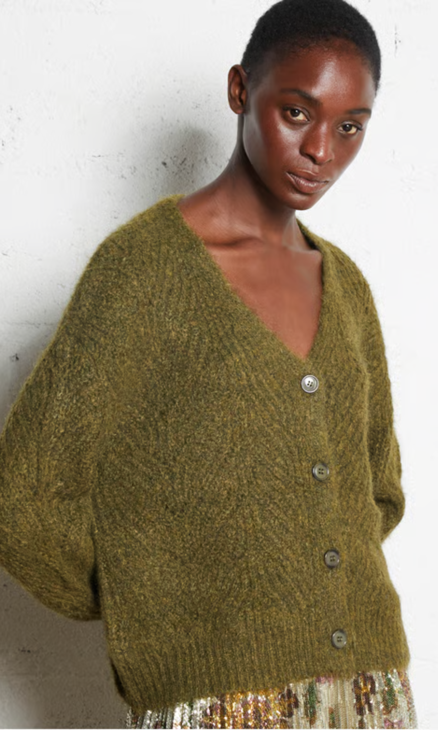 Olive Cozy Button-Up Cardigan