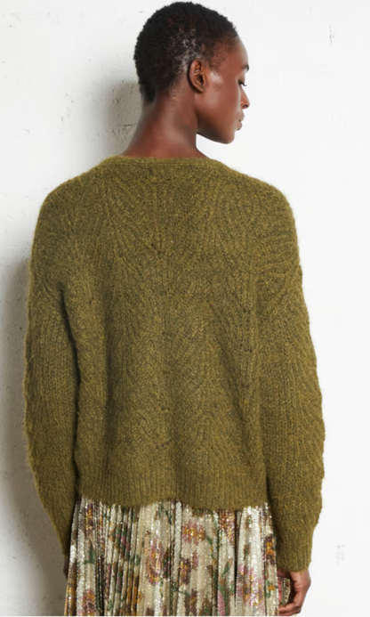 Olive Cozy Button-Up Cardigan