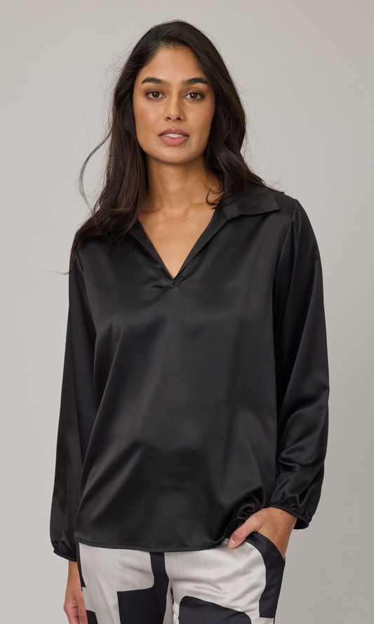 Midnight Satin Blouse