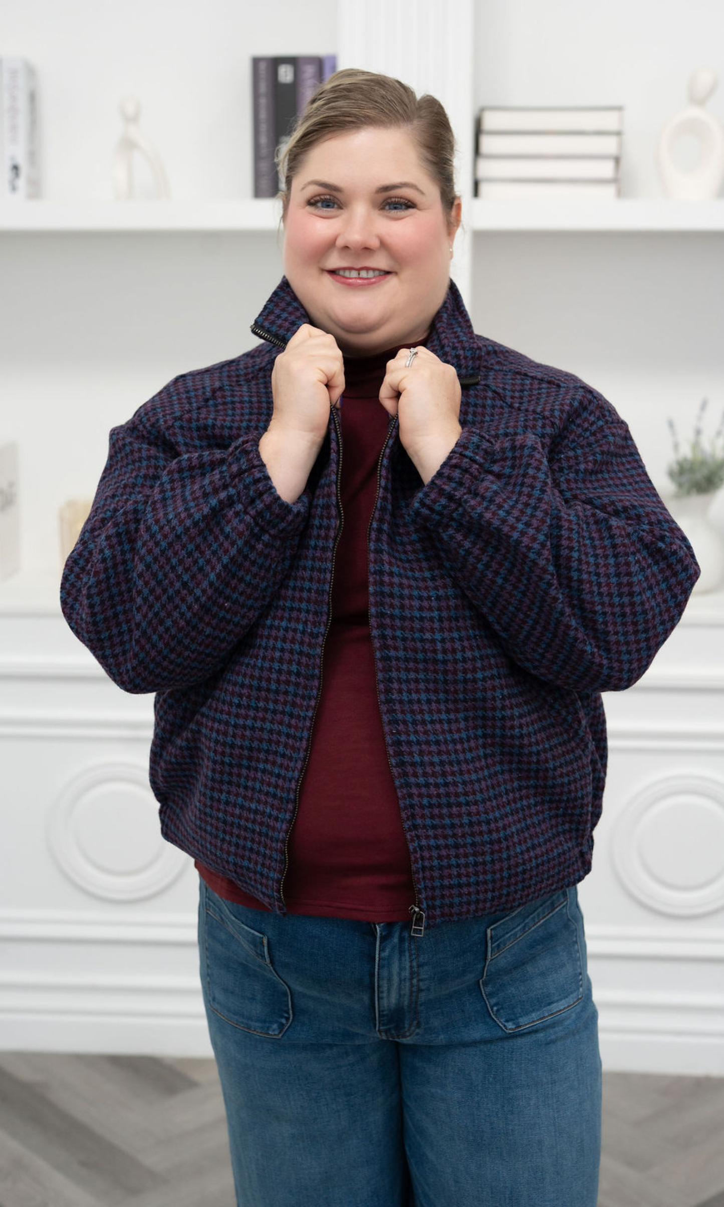 Houndstooth Zip Jacket