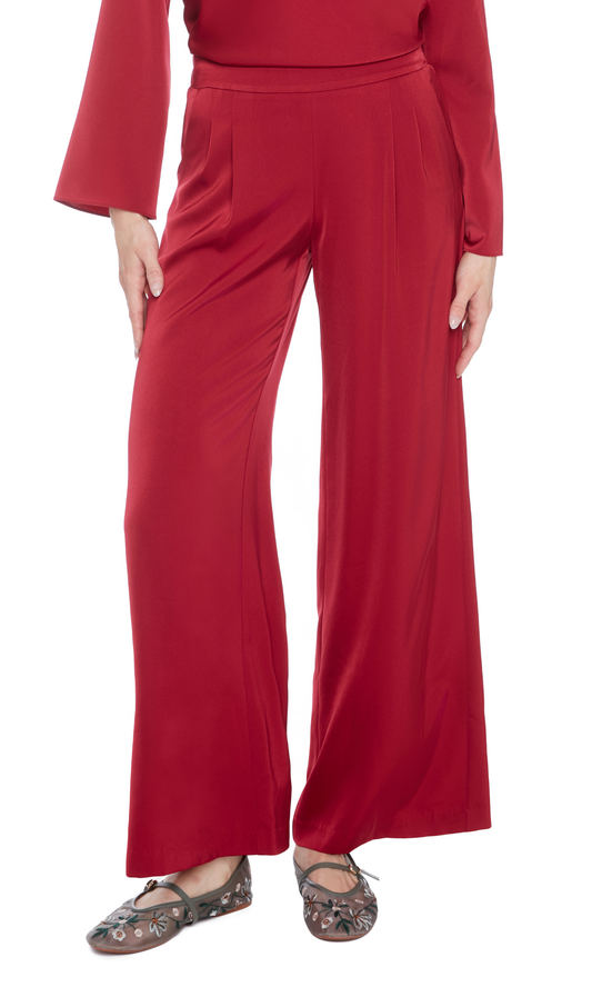 Fiona Solid Satin Wide-Leg Pants