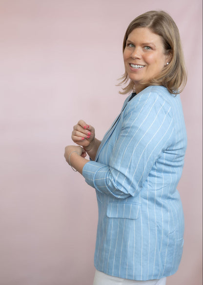 Striped Linen Blend Blazer