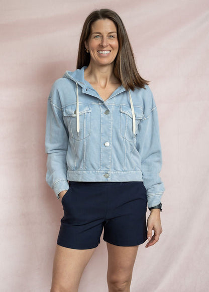 Sarana Denim Look Hooded Jacket (2 Colours)