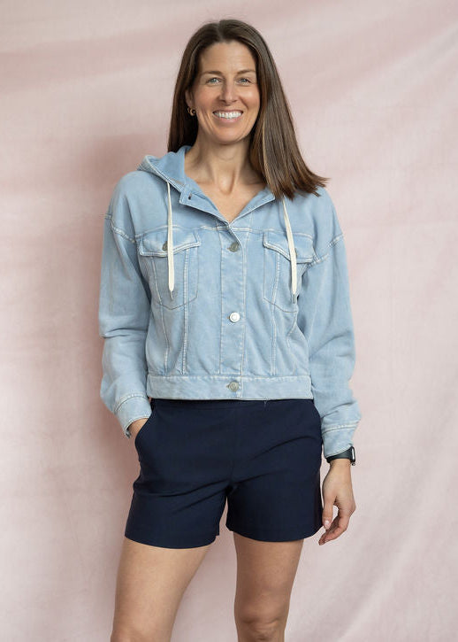 Sarana Denim Look Hooded Jacket (2 Colours)