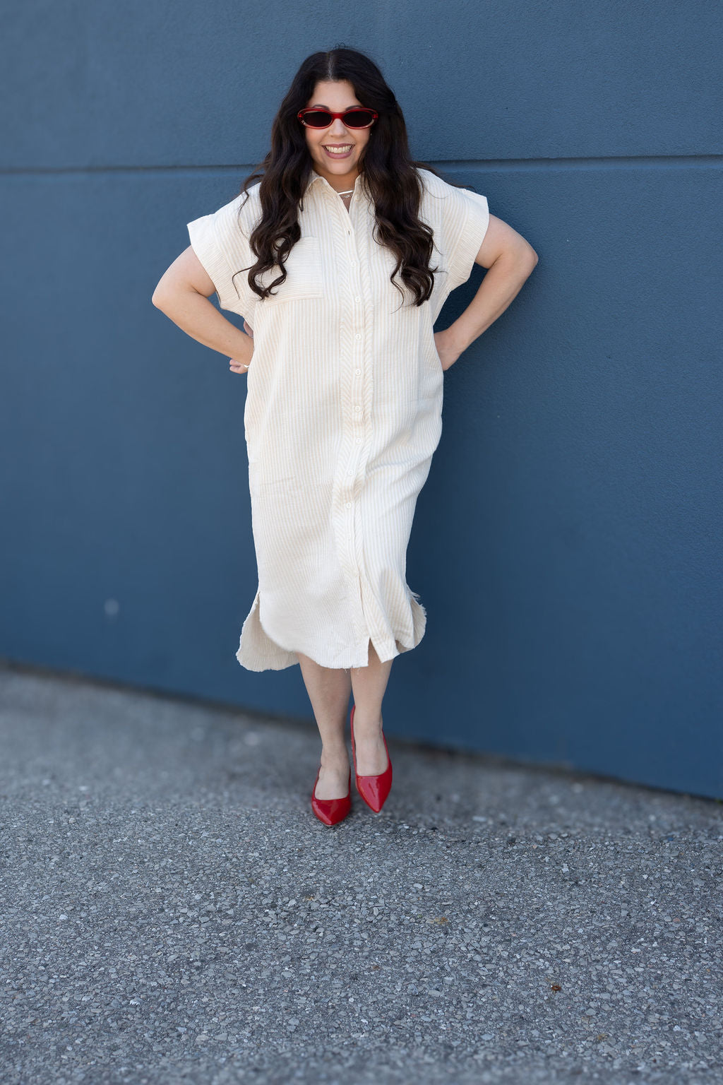 Aira Stripe Gauze Shirt Dress