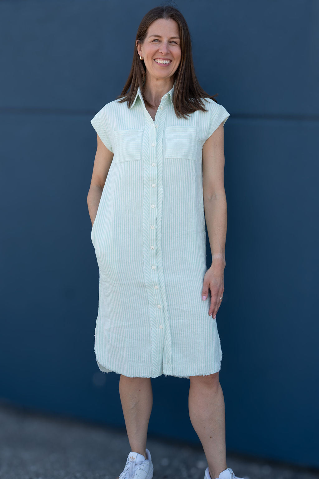 Aira Stripe Gauze Shirt Dress