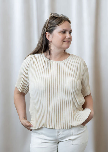 Pleated Plissé Top