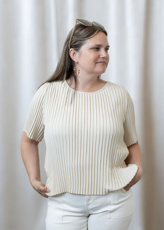 Pleated Plissé Top