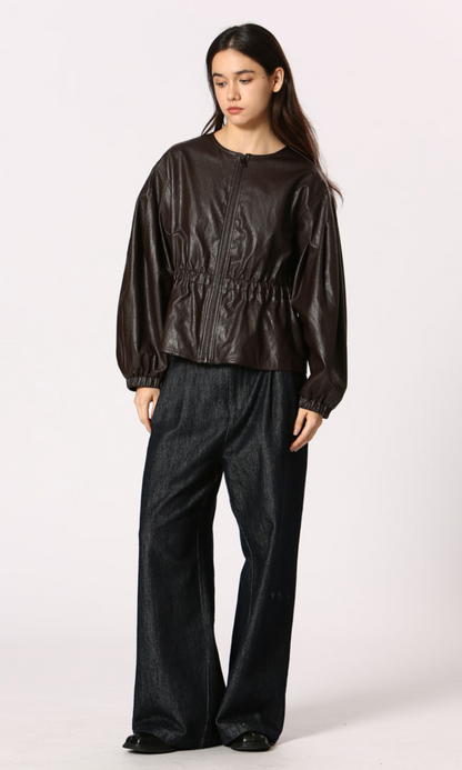 Black Cinched Leather Jacket