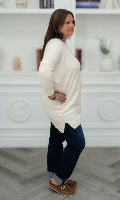 Knit Dress w/ Rib Sleeves