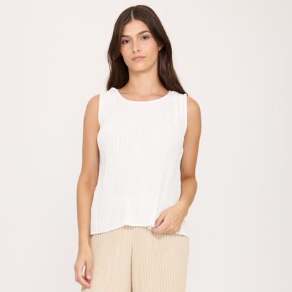 Sleeveless Pleated Plissé Top